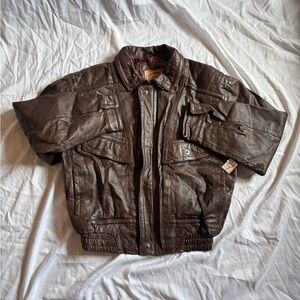 JC Penney St. John’s Bay Authentic Leather Bomber Zippered Jacket